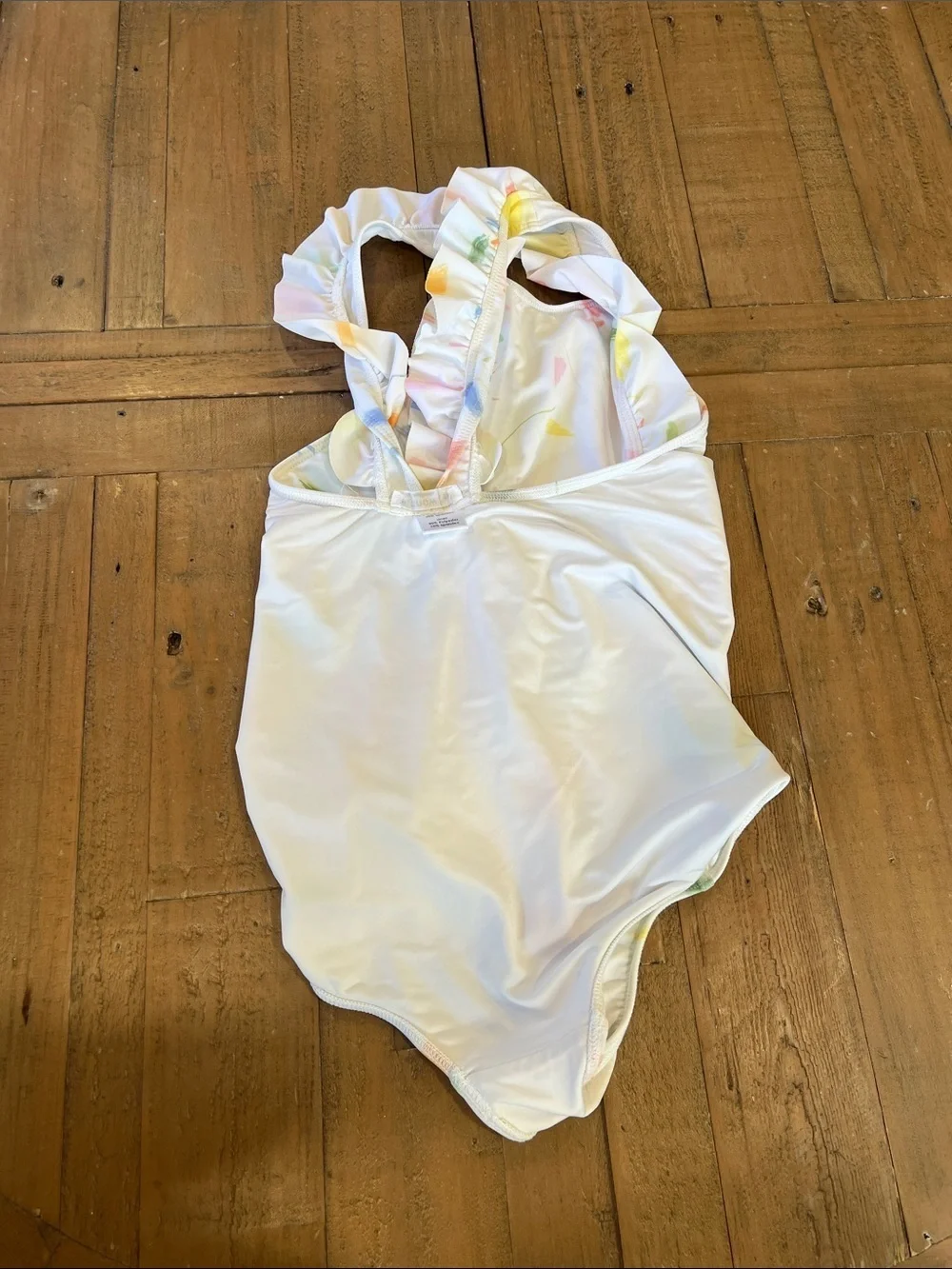 Minnow one piece ruffled swimsuit scribble print 9-10 years nwot